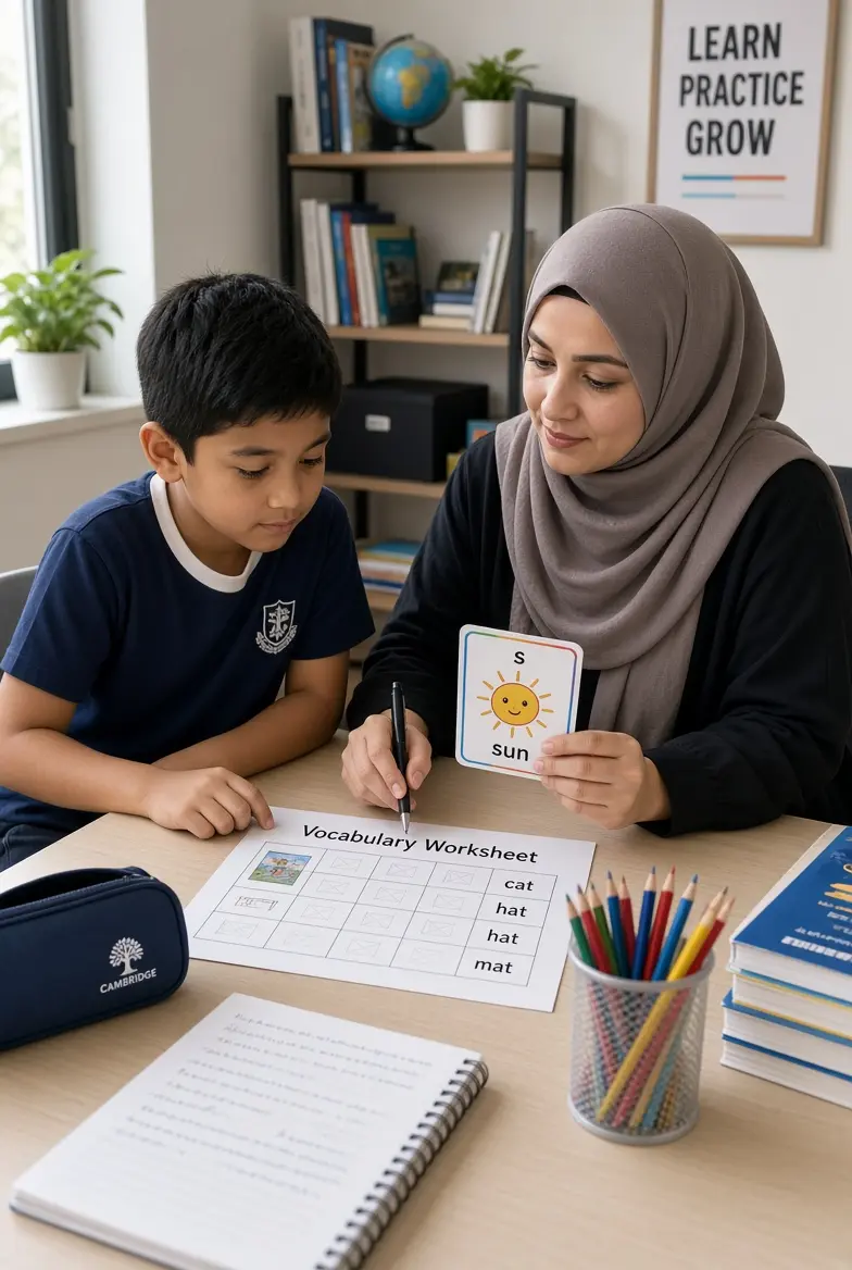 معلمة تأسيس لغة إنجليزية تعليم الصوتيات والقراءة