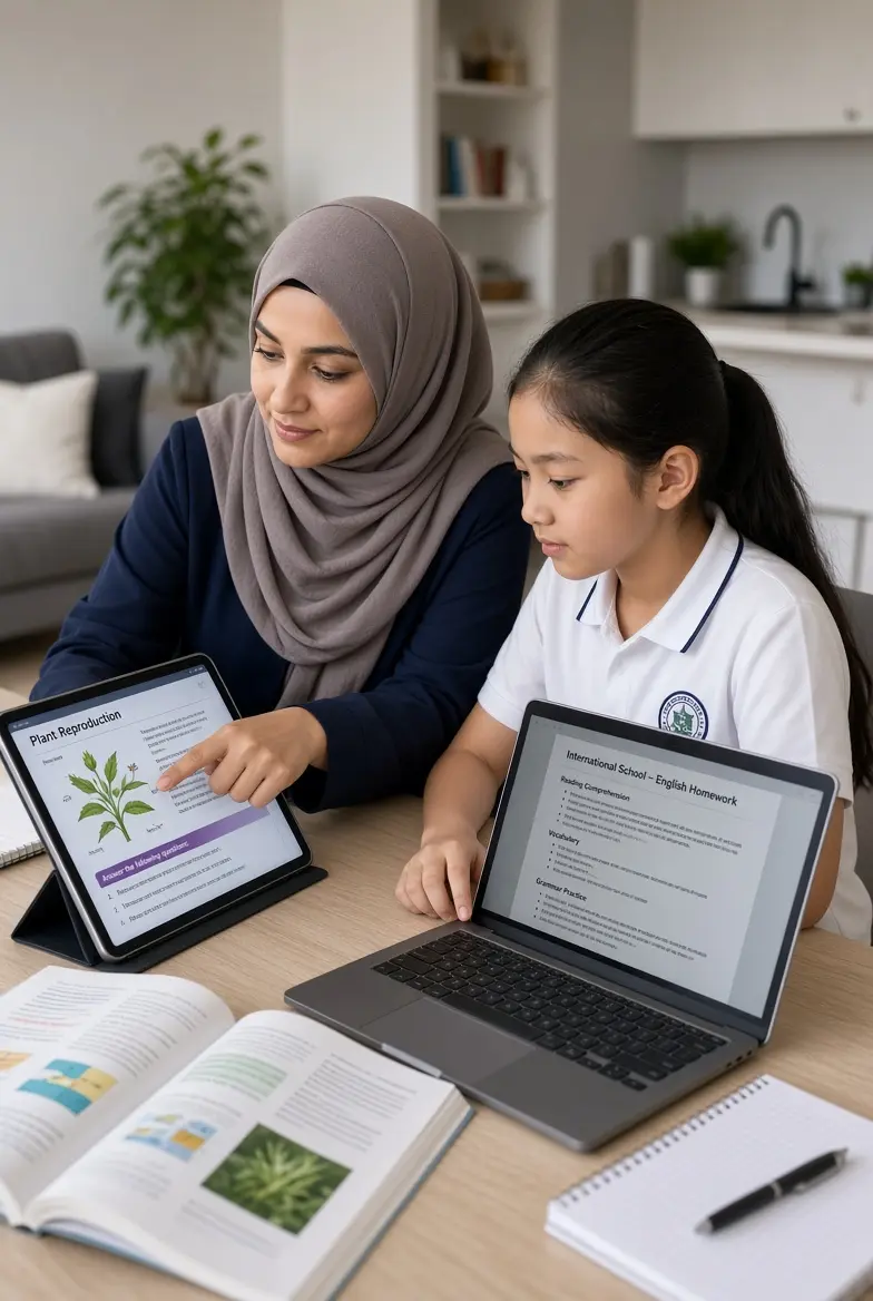 معلمة تأسيس لغة إنجليزية ومتابعة مناهج عالمية بالمنزل